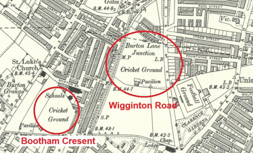 York - Bootham Cricket Ground : Map credit National Library of Scotland